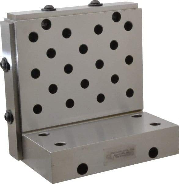 Suburban Tool - 6" Wide x 6" Deep x 4" High Steel Precision-Ground Angle Plate - Standard Plate, Machined Holes on Surface, Open End, 1-1/4" Thick, Single Plate - Industrial Tool & Supply