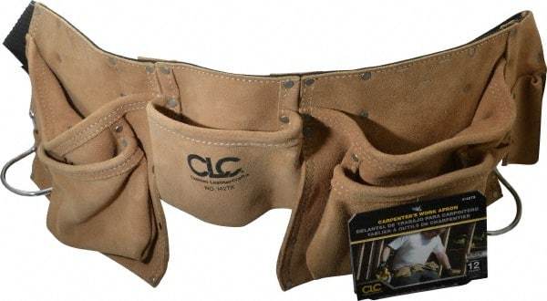 CLC - 29 to 46" Waist Tool Belt - 12 Pocket, 2" Wide, Industrial Yellow, Leather - Industrial Tool & Supply