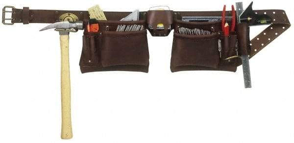 CLC - 29 to 46" Waist Tool Belt - 12 Pocket, 2" Wide, Brown, Leather - Industrial Tool & Supply