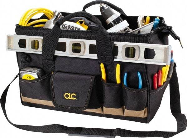 CLC - 25 Pocket Black & Tan Polyester Tool Bag - 18" Wide x 11" Deep x 12" High - Industrial Tool & Supply