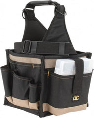 CLC - 25 Pocket Black & Khaki Polyester Tool Tote - 8" Wide x 8" Deep x 17" High - Industrial Tool & Supply