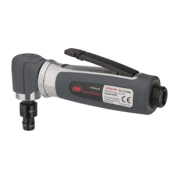Ingersoll-Rand - 1/4" Collet, Angle Handle, Straight Air Die Grinder - 20,000 RPM, Rear Exhaust, 32 CFM, 0.3 hp, 620 kPa, 1/4 NPT - Industrial Tool & Supply
