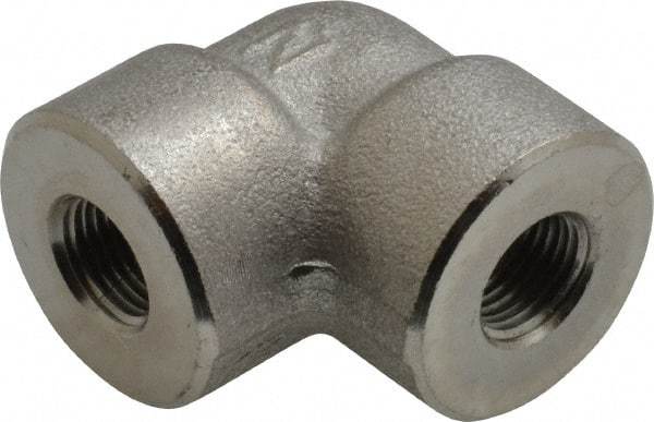 Merit Brass - 1/8" Grade 304/304L Stainless Steel Pipe 90° Elbow - FNPT x FNPT End Connections, 3,000 psi - Industrial Tool & Supply