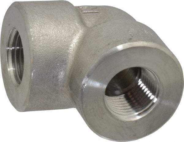 Value Collection - 1/2" Grade 304/304L Stainless Steel Pipe 90° Elbow - FNPT x FNPT End Connections, 3,000 psi - Industrial Tool & Supply