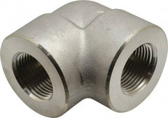 Merit Brass - 1" Grade 304/304L Stainless Steel Pipe 90° Elbow - FNPT x FNPT End Connections, 3,000 psi - Industrial Tool & Supply