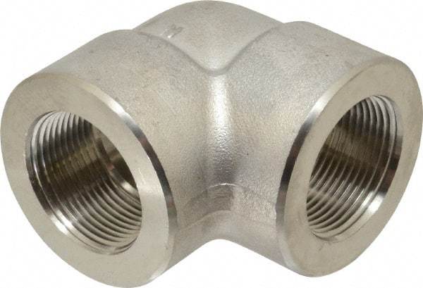 Value Collection - 1-1/4" Grade 304/304L Stainless Steel Pipe 90° Elbow - FNPT x FNPT End Connections, 3,000 psi - Industrial Tool & Supply