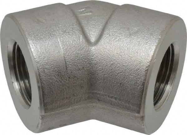 Merit Brass - 3/4" Grade 304/304L Stainless Steel Pipe 45° Elbow - FNPT x FNPT End Connections, 3,000 psi - Industrial Tool & Supply