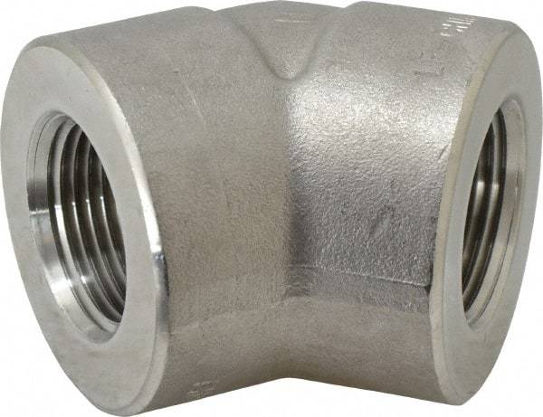 Value Collection - 1" Grade 304/304L Stainless Steel Pipe 45° Elbow - FNPT x FNPT End Connections, 3,000 psi - Industrial Tool & Supply