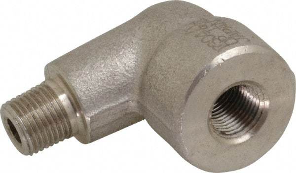 Merit Brass - 1/8" Grade 304/304L Stainless Steel Pipe 90° Street Elbow - FNPT x MNPT End Connections, 3,000 psi - Industrial Tool & Supply