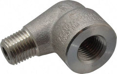 Merit Brass - 1/4" Grade 304/304L Stainless Steel Pipe 90° Street Elbow - FNPT x MNPT End Connections, 3,000 psi - Industrial Tool & Supply
