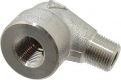 Merit Brass - 3/8" Grade 304/304L Stainless Steel Pipe 90° Street Elbow - FNPT x MNPT End Connections, 3,000 psi - Industrial Tool & Supply