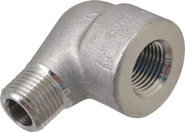 Merit Brass - 1/2" Grade 304/304L Stainless Steel Pipe 90° Street Elbow - FNPT x MNPT End Connections, 3,000 psi - Industrial Tool & Supply