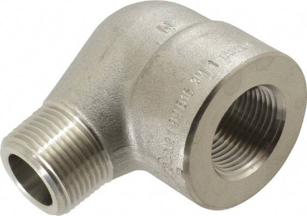 Merit Brass - 1" Grade 304/304L Stainless Steel Pipe 90° Street Elbow - FNPT x MNPT End Connections, 3,000 psi - Industrial Tool & Supply