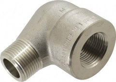 Merit Brass - 1" Grade 304/304L Stainless Steel Pipe 90° Street Elbow - FNPT x MNPT End Connections, 3,000 psi - Industrial Tool & Supply