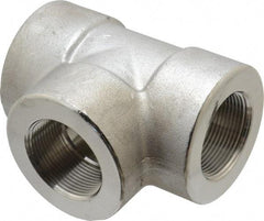 Merit Brass - 1-1/2" Grade 304/304L Stainless Steel Pipe Tee - FNPT x FNPT x FNPT End Connections, 3,000 psi - Industrial Tool & Supply