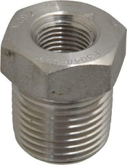Merit Brass - 3/8 x 1/8" Grade 304/304L Stainless Steel Pipe Hex Bushing - MNPT x FNPT End Connections, 3,000 psi - Industrial Tool & Supply