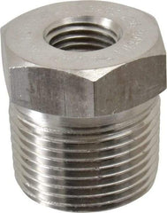 Merit Brass - 3/4 x 1/4" Grade 304/304L Stainless Steel Pipe Hex Bushing - MNPT x FNPT End Connections, 3,000 psi - Industrial Tool & Supply