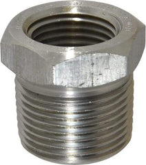Merit Brass - 3/4 x 1/2" Grade 304/304L Stainless Steel Pipe Hex Bushing - MNPT x FNPT End Connections, 3,000 psi - Industrial Tool & Supply