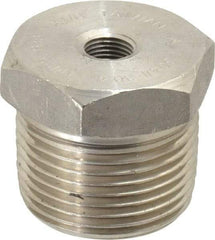 Merit Brass - 1 x 1/8" Grade 304/304L Stainless Steel Pipe Hex Bushing - MNPT x FNPT End Connections, 3,000 psi - Industrial Tool & Supply