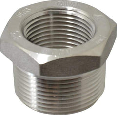 Merit Brass - 1-1/4 x 1" Grade 304/304L Stainless Steel Pipe Hex Bushing - MNPT x FNPT End Connections, 3,000 psi - Industrial Tool & Supply
