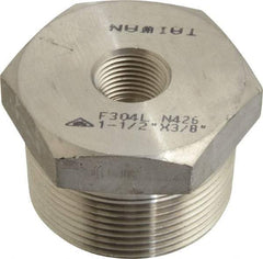 Merit Brass - 1-1/2 x 3/8" Grade 304/304L Stainless Steel Pipe Hex Bushing - MNPT x FNPT End Connections, 3,000 psi - Industrial Tool & Supply