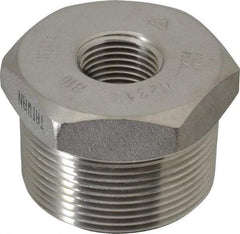 Merit Brass - 1-1/2 x 1/2" Grade 304/304L Stainless Steel Pipe Hex Bushing - MNPT x FNPT End Connections, 3,000 psi - Industrial Tool & Supply