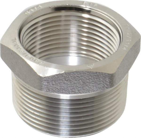 Merit Brass - 1-1/2 x 1-1/4" Grade 304/304L Stainless Steel Pipe Hex Bushing - MNPT x FNPT End Connections, 3,000 psi - Industrial Tool & Supply