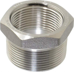 Merit Brass - 1-1/2 x 1-1/4" Grade 304/304L Stainless Steel Pipe Hex Bushing - MNPT x FNPT End Connections, 3,000 psi - Industrial Tool & Supply