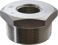 Merit Brass - 2 x 1" Grade 304/304L Stainless Steel Pipe Hex Bushing - MNPT x FNPT End Connections, 3,000 psi - Industrial Tool & Supply