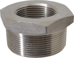Merit Brass - 2 x 1-1/4" Grade 304/304L Stainless Steel Pipe Hex Bushing - MNPT x FNPT End Connections, 3,000 psi - Industrial Tool & Supply