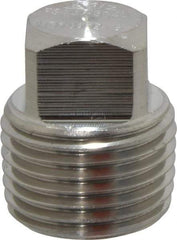 Merit Brass - 1/2" Grade 304/304L Stainless Steel Pipe Square Head Plug - MNPT End Connections, 3,000 psi - Industrial Tool & Supply