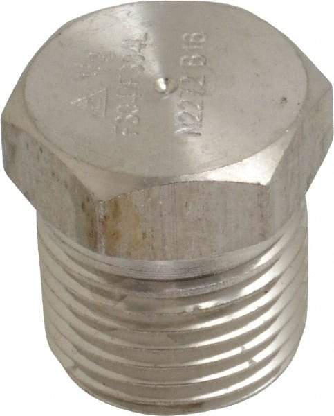 Merit Brass - 1/2" Grade 304/304L Stainless Steel Pipe Hex Head Plug - MNPT End Connections, 3,000 psi - Industrial Tool & Supply
