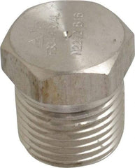 Merit Brass - 1/2" Grade 304/304L Stainless Steel Pipe Hex Head Plug - MNPT End Connections, 3,000 psi - Industrial Tool & Supply
