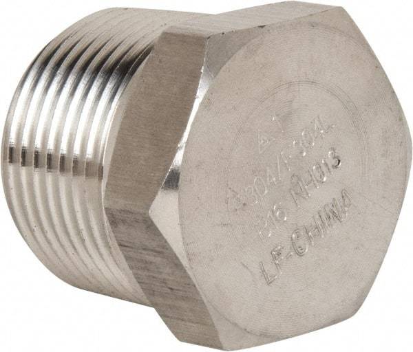 Value Collection - 1" Grade 304/304L Stainless Steel Pipe Hex Head Plug - MNPT End Connections, 3,000 psi - Industrial Tool & Supply