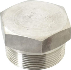 Value Collection - 2" Grade 304/304L Stainless Steel Pipe Hex Head Plug - MNPT End Connections, 3,000 psi - Industrial Tool & Supply