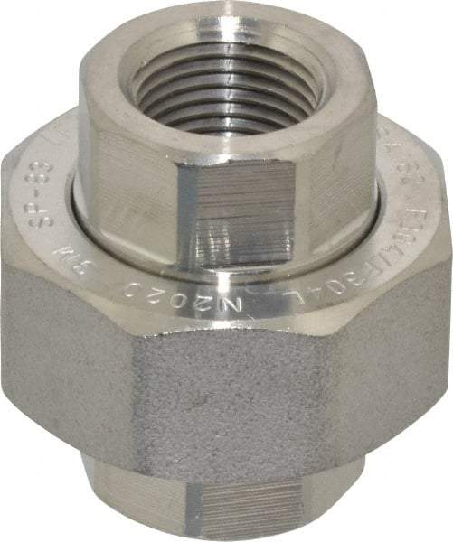 Value Collection - 1/2" Grade 304/304L Stainless Steel Pipe Union - FNPT x FNPT End Connections, 3,000 psi - Industrial Tool & Supply
