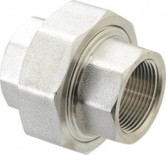 Merit Brass - 1-1/4" Grade 304/304L Stainless Steel Pipe Union - FNPT x FNPT End Connections, 3,000 psi - Industrial Tool & Supply