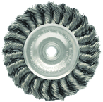 4" Diameter - 3/8-1/2" Arbor Hole - Knot Twist Steel Wire Straight Wheel - Industrial Tool & Supply