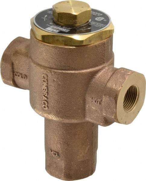 Conbraco - 3/4" Pipe, 150 Max psi, Bronze Water Mixing Valve & Unit - FNPT x FNPT End Connections - Industrial Tool & Supply