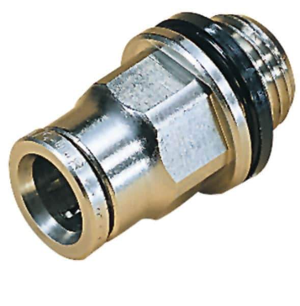 Norgren - 10mm Outside Diam, 3/8 BSPT, Nickel Plated Brass Push-to-Connect Tube Male Connector - 260 Max psi, Tube to Male BSPT Connection, Nitrile O-Ring - Industrial Tool & Supply