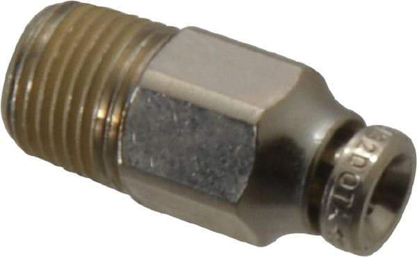 Norgren - 4mm Outside Diam, 1/8 BSPT, Nickel Plated Brass Push-to-Connect Tube Male Connector - 260 Max psi, Tube to Male BSPT Connection, Nitrile O-Ring - Industrial Tool & Supply