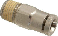 Norgren - 5mm Outside Diam, 1/8 BSPT, Nickel Plated Brass Push-to-Connect Tube Male Connector - 260 Max psi, Tube to Male BSPT Connection, Nitrile O-Ring - Industrial Tool & Supply