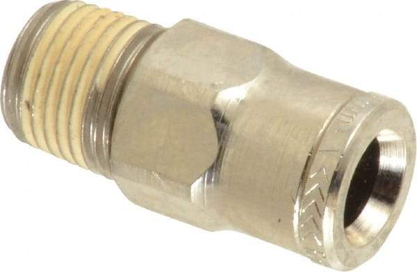Norgren - 6mm Outside Diam, 1/8 BSPT, Nickel Plated Brass Push-to-Connect Tube Male Connector - 260 Max psi, Tube to Male BSPT Connection, Nitrile O-Ring - Industrial Tool & Supply