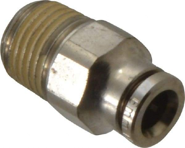 Norgren - 6mm Outside Diam, 1/4 BSPT, Nickel Plated Brass Push-to-Connect Tube Male Connector - 260 Max psi, Tube to Male BSPT Connection, Nitrile O-Ring - Industrial Tool & Supply