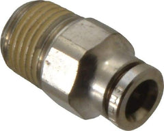 Norgren - 6mm Outside Diam, 1/4 BSPT, Nickel Plated Brass Push-to-Connect Tube Male Connector - 260 Max psi, Tube to Male BSPT Connection, Nitrile O-Ring - Industrial Tool & Supply