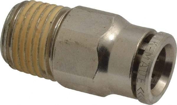 Norgren - 8mm Outside Diam, 1/4 BSPT, Nickel Plated Brass Push-to-Connect Tube Male Connector - 260 Max psi, Tube to Male BSPT Connection, Nitrile O-Ring - Industrial Tool & Supply