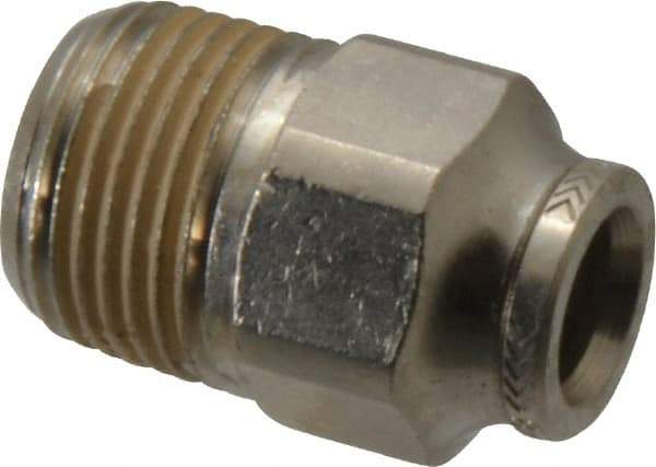 Norgren - 8mm Outside Diam, 3/8 BSPT, Nickel Plated Brass Push-to-Connect Tube Male Connector - 260 Max psi, Tube to Male BSPT Connection, Nitrile O-Ring - Industrial Tool & Supply