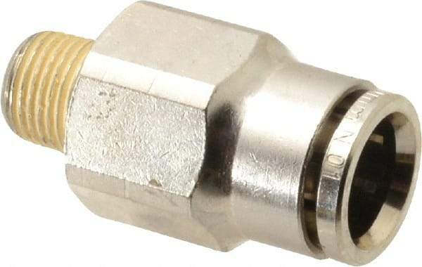 Norgren - 10mm Outside Diam, 1/8 BSPT, Nickel Plated Brass Push-to-Connect Tube Male Connector - 260 Max psi, Tube to Male BSPT Connection, Nitrile O-Ring - Industrial Tool & Supply
