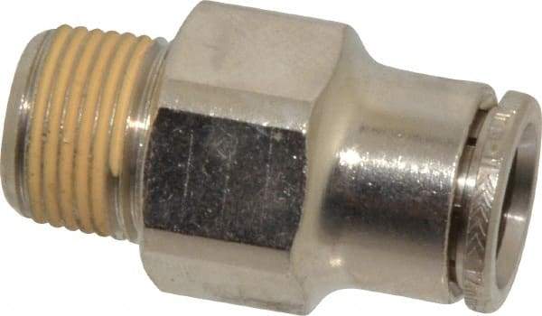 Norgren - 12mm Outside Diam, 3/8 BSPT, Nickel Plated Brass Push-to-Connect Tube Male Connector - 260 Max psi, Tube to Male BSPT Connection, Nitrile O-Ring - Industrial Tool & Supply