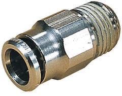 Norgren - 1/2" Outside Diam, 1/4 BSPT, Nickel Plated Brass Push-to-Connect Tube Male Connector - 260 Max psi, Tube to Male Connection - Industrial Tool & Supply